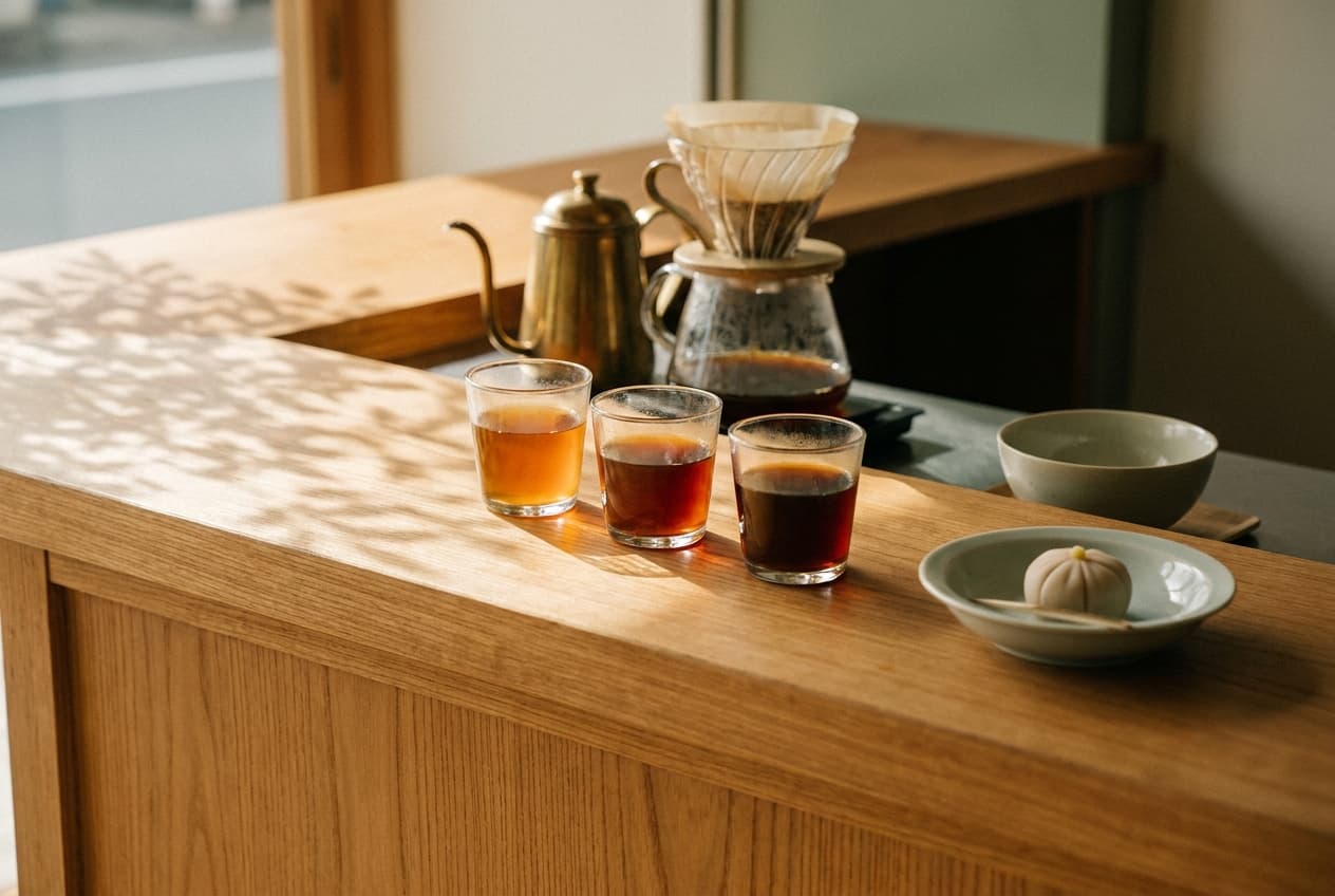 A coffee tasting flight